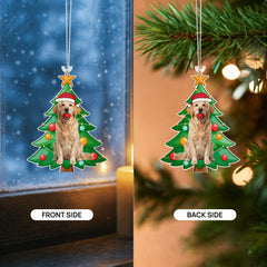 Golden Retriever in Christmas Tree Cutout Ornament – Double-Sided